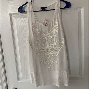 White sleeveless top